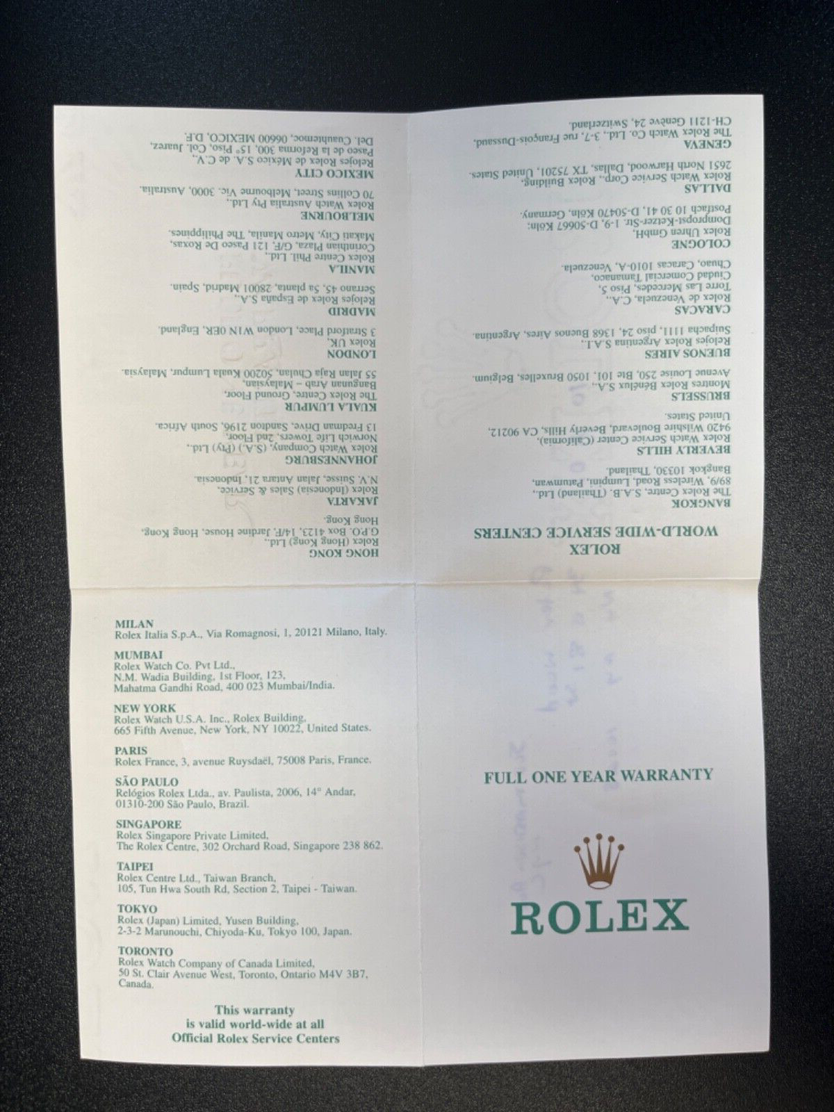 Rolex Certificate Guarantee Warranty For a A serial Cellini Danaos 4233/9 image 2