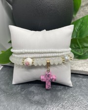 3 PC Handmade Boho Beaded Stackable 7  Plus Stretch Bracelet Set New B2424