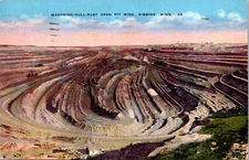 Hibbing Minnesota Mahoning Hull Rust Iron Ore Mines Vintage Postcard       26677