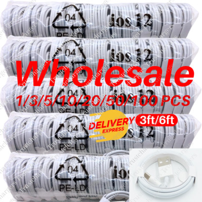 Wholesale Lot USB Cable 3Ft 6Ft For Apple iPhone 14 13 11 XR 8 7 6 Charger Cord