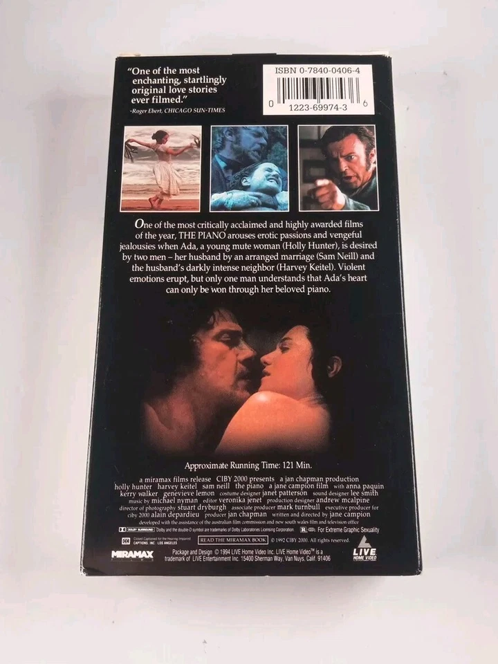 The Piano (VHS) 1993 Holly Hunter, Harvey Keitel TESTED Foto 2 de 3