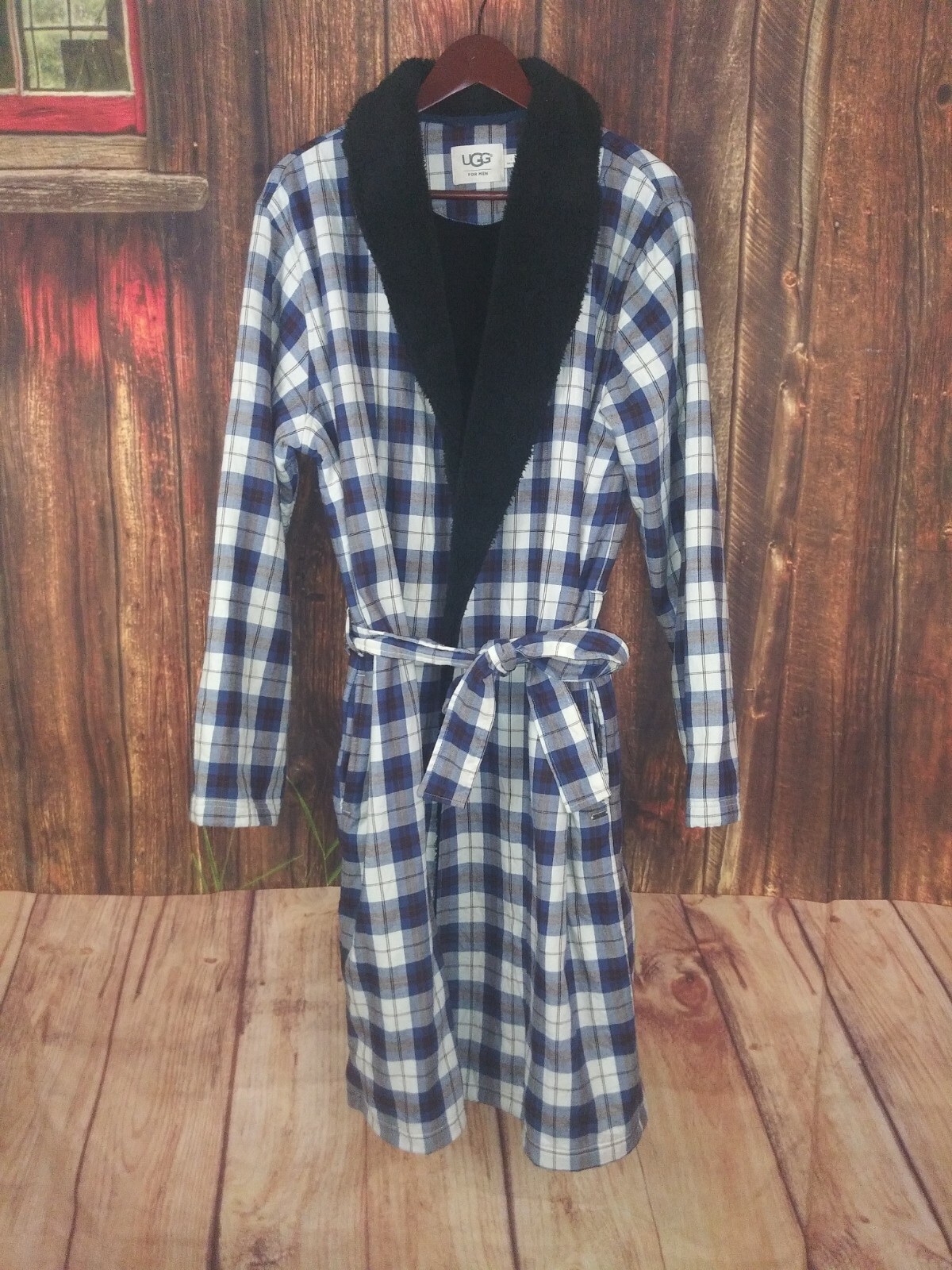 mens sherpa lined flannel robe
