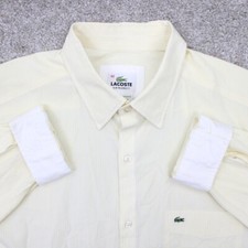 Lacoste French Collar Poplin Shirt Mens 42 Yellow Flip Cuff Cotton L/S Button Up