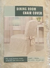 2 High Back Dining Chair Covers with Skirt Linens N Things PEARL Jacquard New