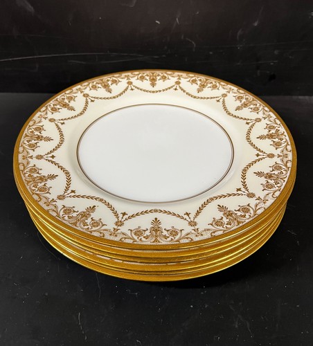 Set of 6 Mintons Porcelain Dinner Plates gold encrusted borders c1880 - Picture 4 of 11