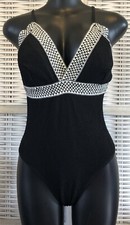 NWT Cupshe Womens One Piece Swimsuit Size Large Black White