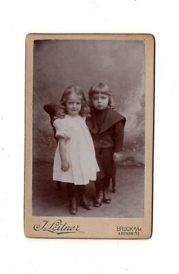 CDV Foto Niedliche kleine Kinder - Bruck / Donawitz 1900er