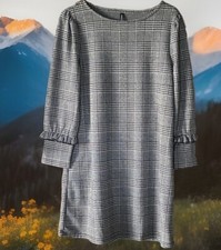 Massini Sz Small Plaid black & white Houndstooth Print Dress Knee Length