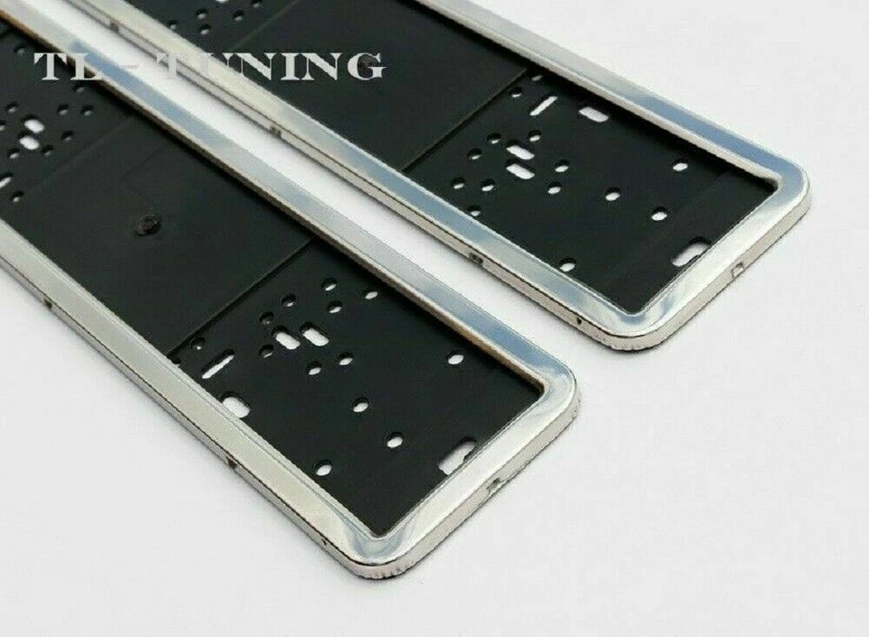 2 x Nummernschildhalter Kennzeichenhalter 100% EDELSTAHL V2A / Glanz poliert - Bild 2 von 2