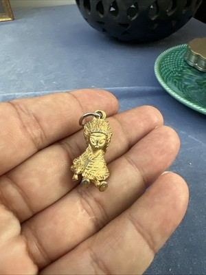 Vintage Gold Filled Tribal Native Doll Charm Pendant Miniature Figure