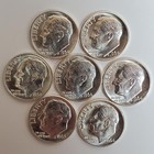 Seven 1964 D Roosevelt 90% SILVER Dimes US Uncirculated (Exact Coins) #00-98 — photo 1