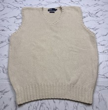 Vintage Polo Ralph Lauren Sweater Vest Mens XL 100 Cotton White Cream Preppy