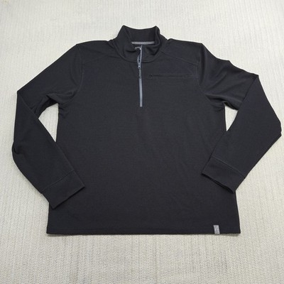 LL Bean Pullover Shirt Men Large Black 1/4 Quarter Zip Performance Polyester Top