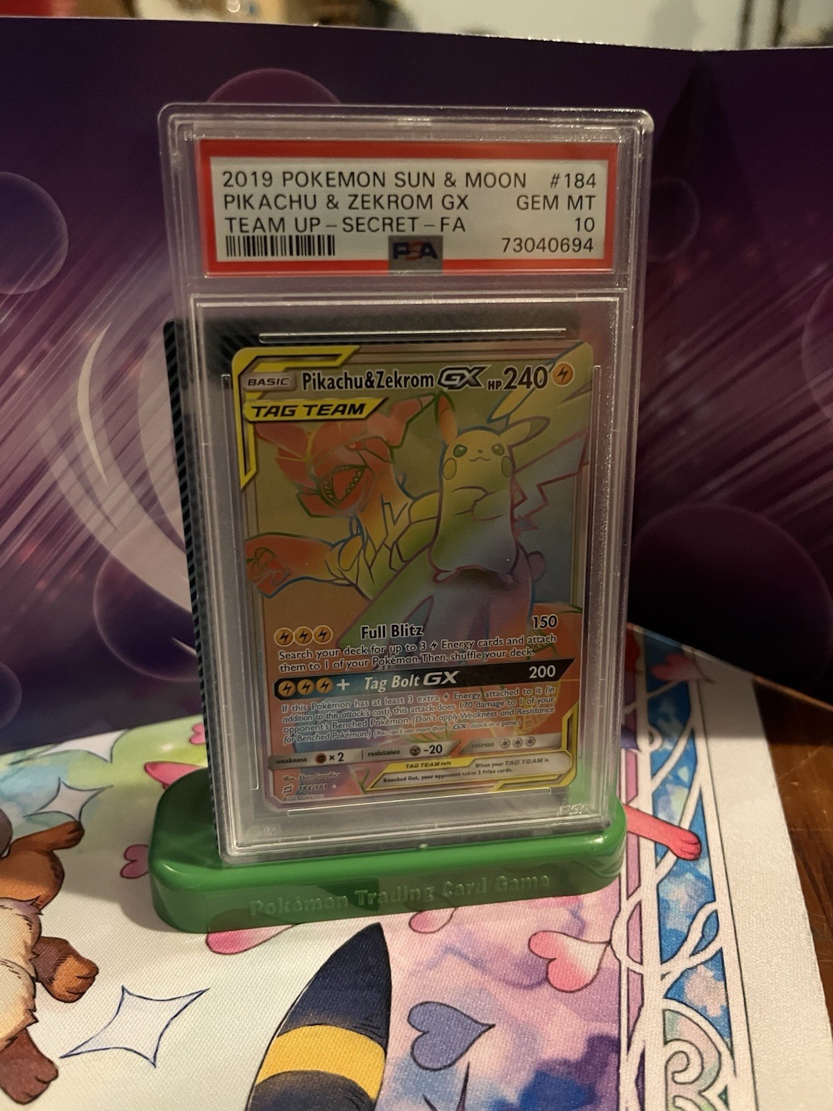 Pokemon Team Up Pikachu & Zekrom GX 184/181 Secret Rare FA Holo PSA 10 EN