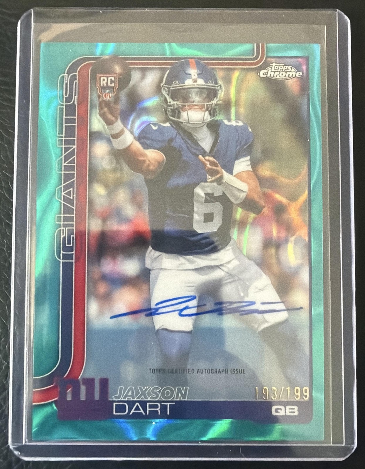 2025 Topps Chrome Jaxson Dart #RA-JD Rookie Auto Aqua Lava Refractor /199 RC