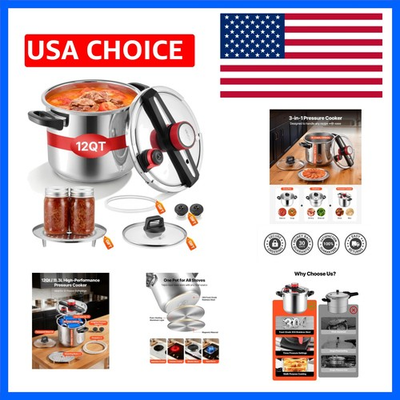 #ad Pressure Cooker 12Qt Pressure Cooker Stainless Steel Pressures Canner with ... $133.09