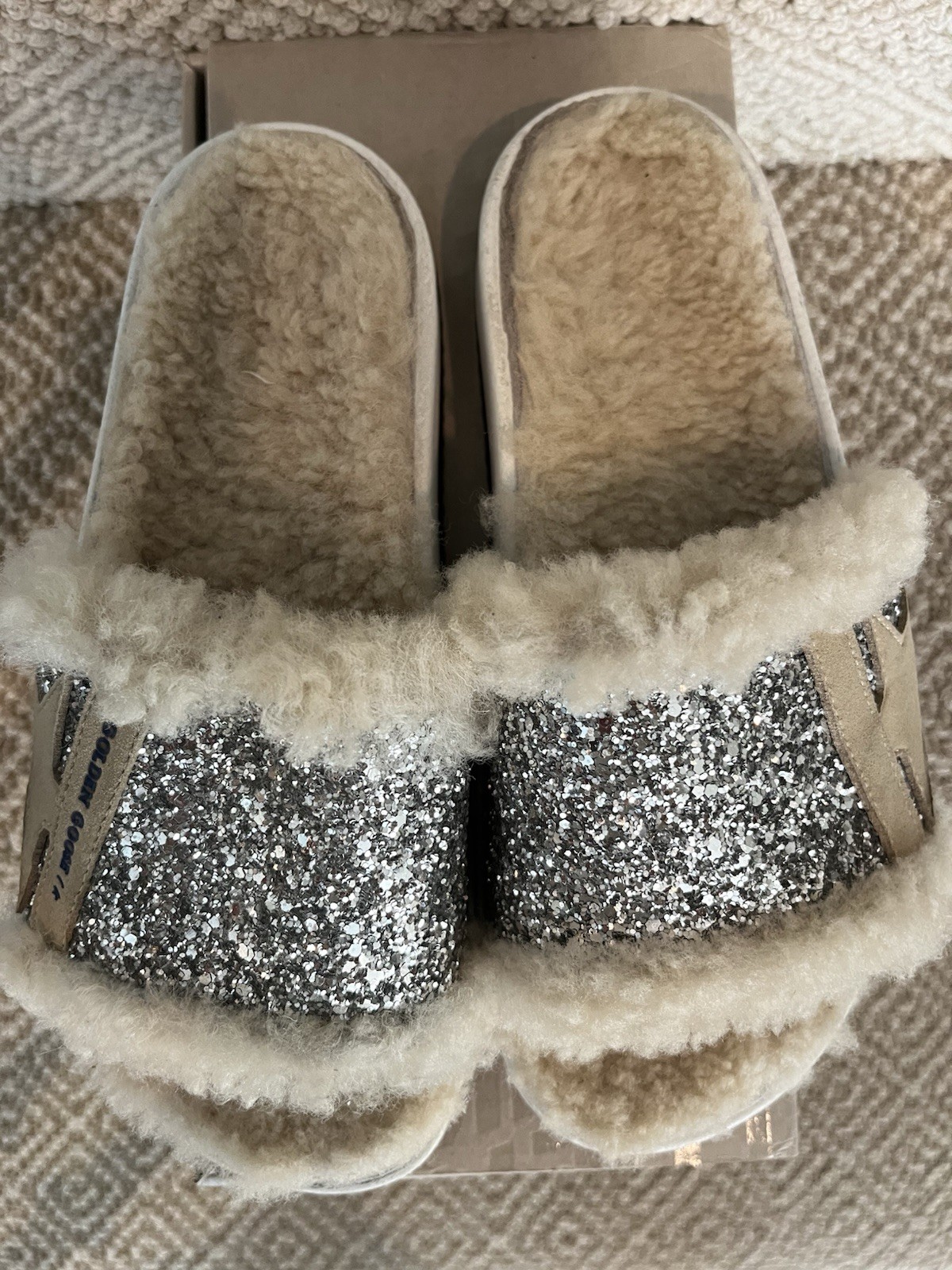 PANTOFOLA D’ORO Ciabatte donna Gol Goose taglia 38. Argento Cappuccino Beige. Glitter