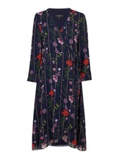 Ted Baker Dress Women's US Size 2-4 Blue Elowisa Hedgerow Wrap Multicolor Floral