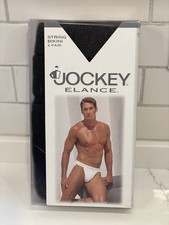 Vintage Jockey Elance Men Medium String Bikini Black 2 Pack Cotton 1996 New