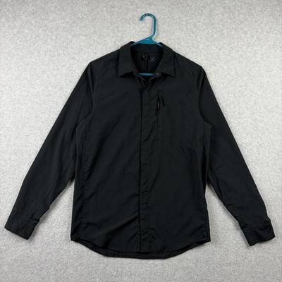 Lululemon Shirt Mens Small Black Gridstop Performance Technical Snap Button