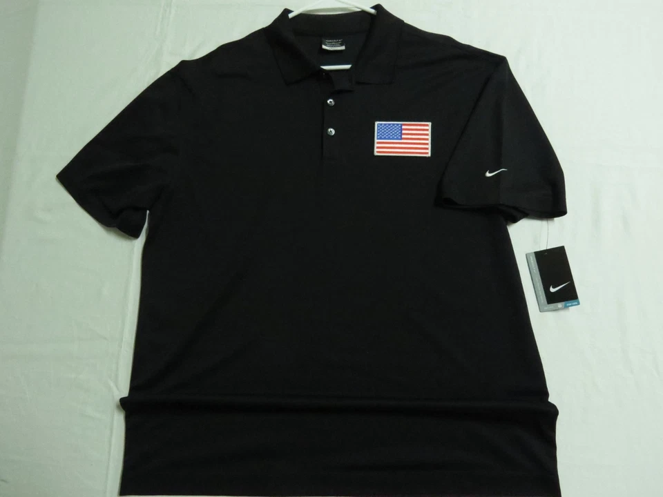 New L-3XL USA Black Nike Dri-Fit Men's #02G Golf Polo Shirt - Image 2 of 4