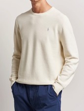 NWT Polo Ralph Lauren CREAM Cotton Mesh Knit Lightweight Crewneck Sweater