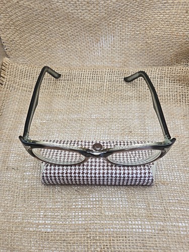Vintage Retro Cat Eye Eyeglass Frames & Case Black on Chrome Victory USA 5 1/2 - Picture 2 of 12