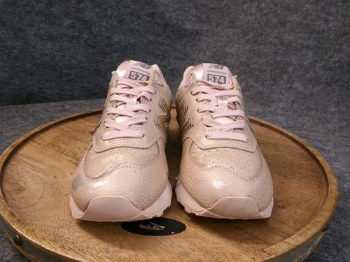 New Balance 574 Womens Size 8 B Metallic Pink Leather Athletic Shoes Sneakers - Picture 3 of 13