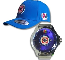 Gorra Cruz Azul + Reloj De Cuarzo Quartz Liga Mx Azul Lisa Ajustable