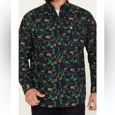 ARIAT Mens Beckett All Over Desert Print Button Down Shirt Size Large Western