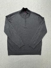 UNTUCKit Sweater Mens Large Gray Belguardo 100 Merino Wool Half Zip Pullover