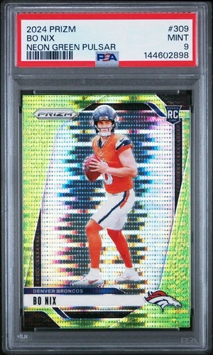 BO NIX  ROOKIE 2024 PANINI PRIZM 309 NEON GREEN PULSAR. PSA 9