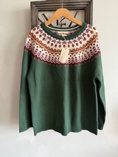 Beach Cove Fair Isle Wool Blend Jumper Size 18 Green Nordic New With Tags Fox
