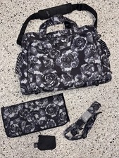 ju-ju-be be prepared legacy print black petal Rose Floral Large Diaper Bag NWOT