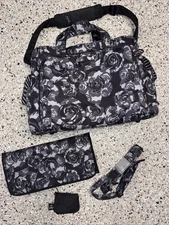 ju-ju-be be prepared legacy print black petal Rose Floral Large Diaper Bag NWOT