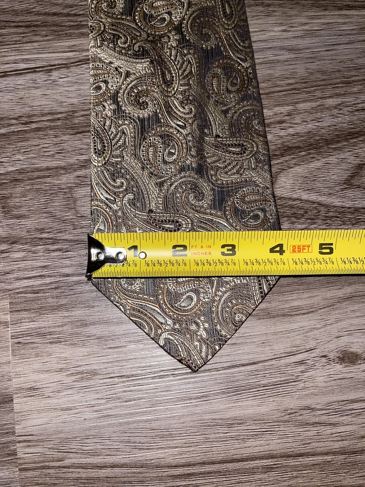 Corbata vintage Alexander Julian colores para hombre talla única marrón dorado cachemira seda años 90 Foto 2 de 4