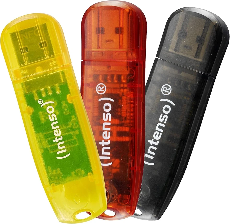 Intenso Rainbow Line USB 2.0 Flash Drive 3 x 32 GB Yellow Red and Black 32 GB -  - Image 3 of 4