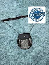 Kilt Sporran Vintage Cattle Hair Leather Sporran Brown White
