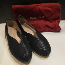 Beautifeel  Flats, Jolie 2886 Womens Black Shiny Scale Print Suede Shoes EU 37