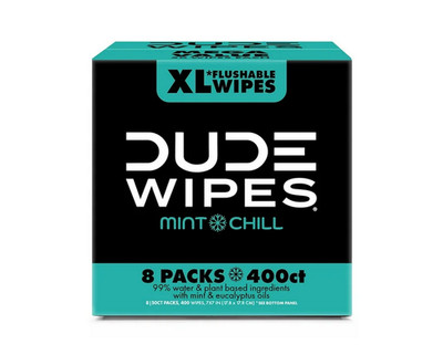 DUDE XL Flushable Wipes Mint Chill 400 Wipes, 8 Packs
