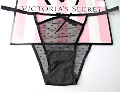 VICTORIA'S SECRET VERY SEXY String Cheeky Panty Velvet Strap Black Mesh S M L