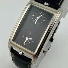 Air France Projectif Quartz Watch Men Silver Dual Movements Rectangle New Batter