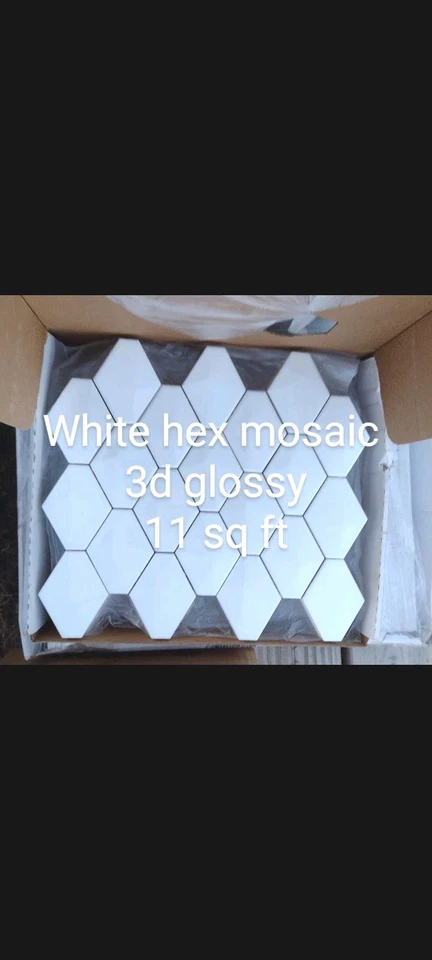 1 sheet -White Glossy Hexagon Mosaic Tile...3d Mosaic Tile 12 x 12 - Image 2 of 3