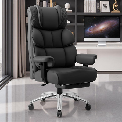 Big & Tall Ergonomic Gaming Chair with Footrest & Lumbar Support - Black