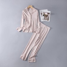 100 Mulberry Silk Pajama Set Sleepwear Nightgown Women's Long Sleeve Home Cloth