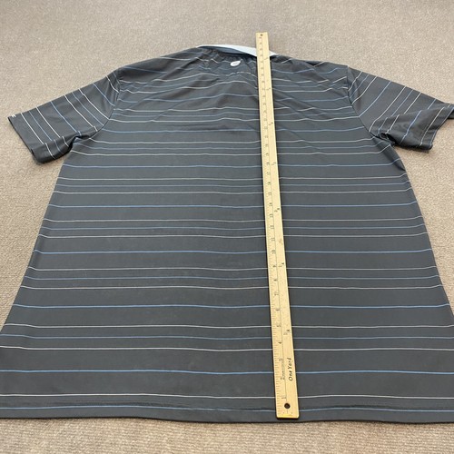 Etonic Polo Shirt Mens Size XXL Gray Blue Striped Golfer Preppy Performance Logo - Picture 11 of 13