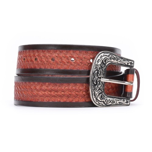Cinturón de cuero con hebilla desmontable para hombre con rodeo vaquero tejido de cesta envío gratuito - Imagen 3 de 7
