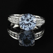 2.50 Ct Round Cut Blue, Engagement Ring In Sterling Size 9