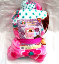 Unisex Kids Adult 30" X 43" Dora with Tiara Cloud Fleece Blanket Throw-New