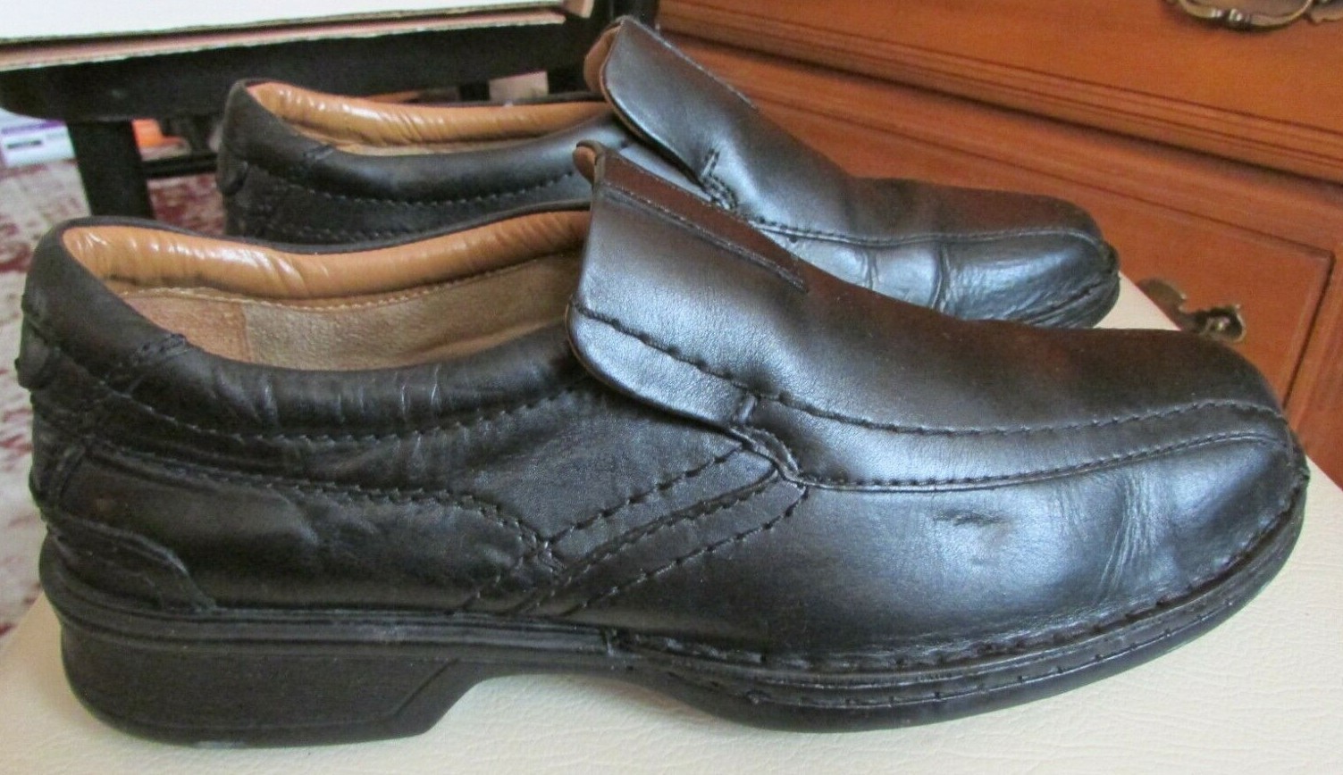 Men's CLARKS Cusion Ortholite Black Leather Shoes Men… Gem